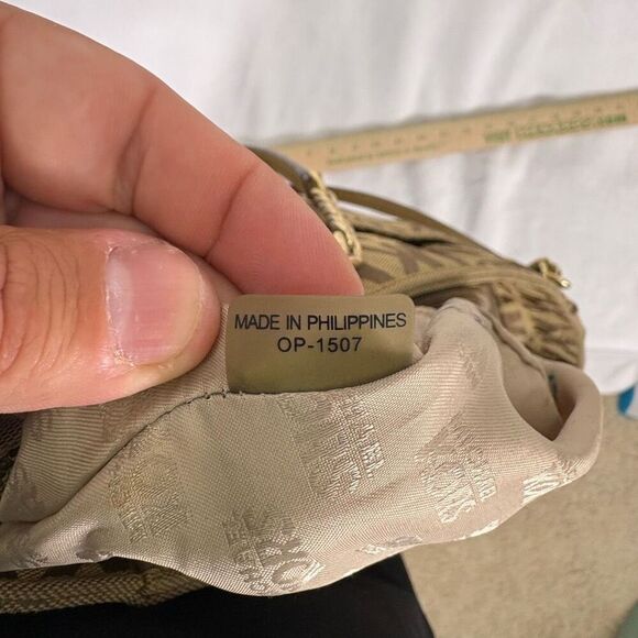 Michael Kors Brown Monogram Large Shoulder Purse with Gold Straps - Picture 13 of 13